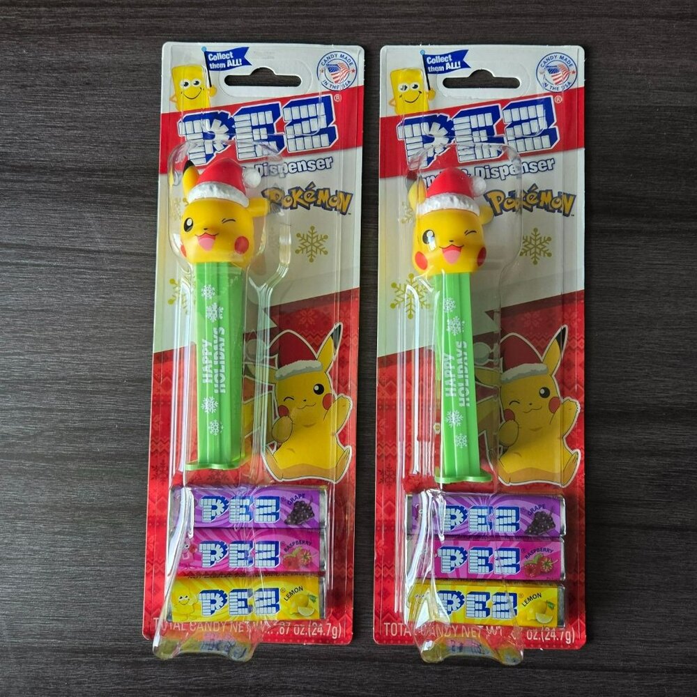 Lot of 2 PEZ Candy and Dispenser Pokémon PIKACHU - Happy Holidays 2025 NEW #3